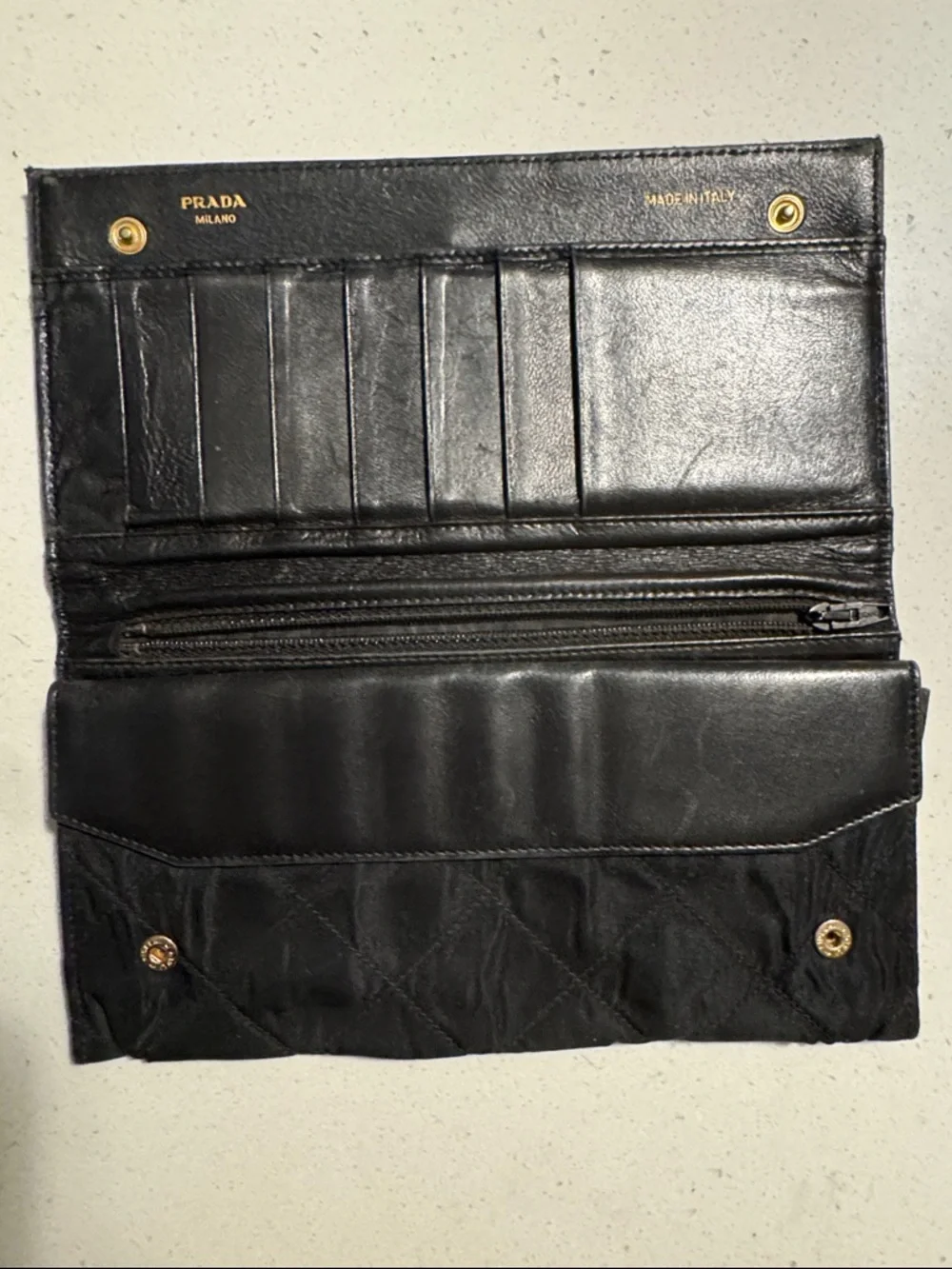 Prada Black Quilted Fold-Over Wallet - Picture 2 of 11